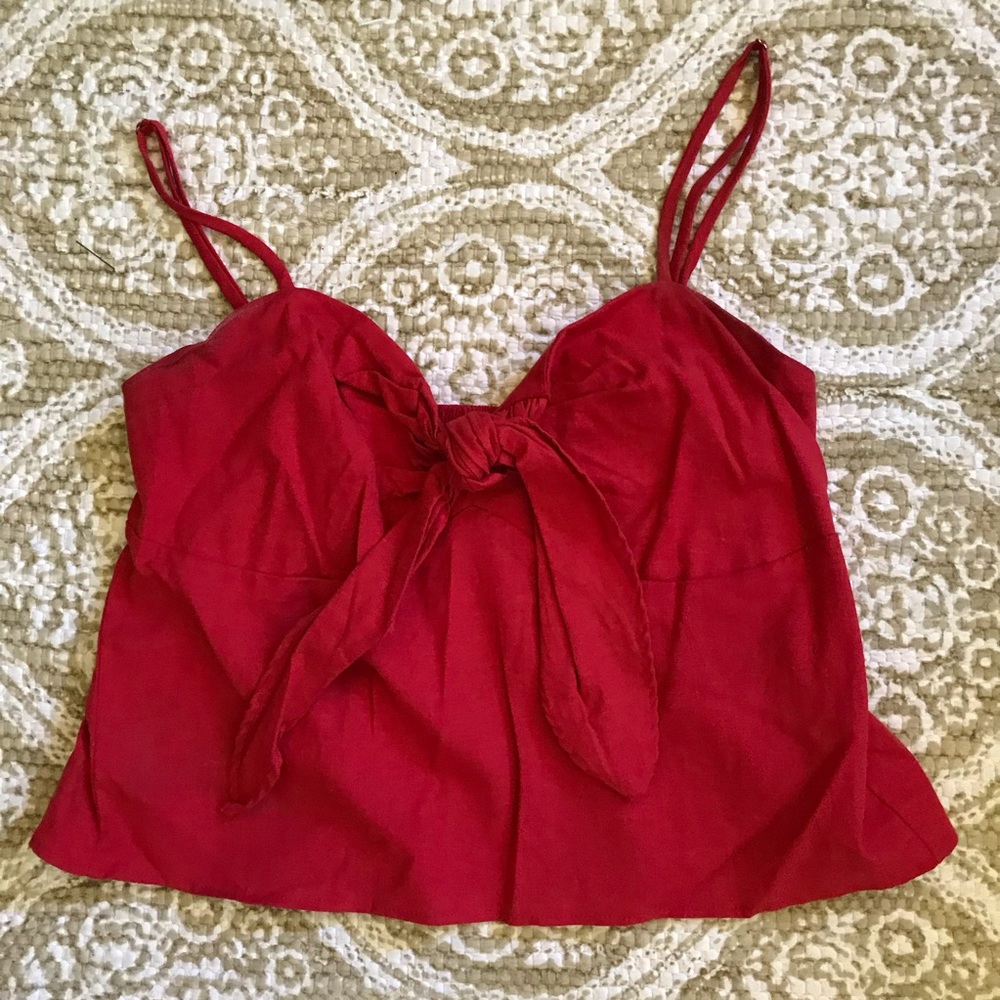 Red cropped blouse